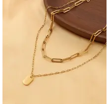 18K Stainless Steel Layered Charm Necklace | 40NK9415