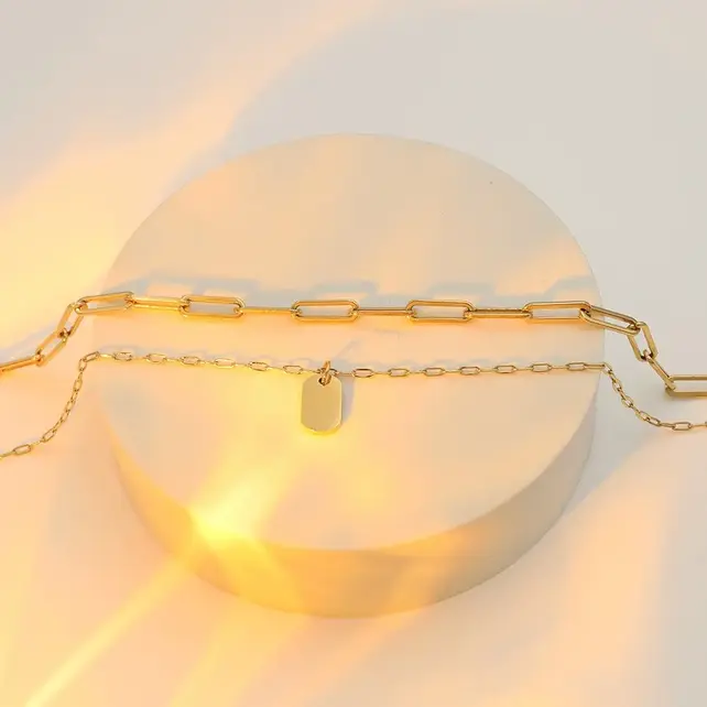 18K Stainless Steel Layered Charm Necklace | 40NK9415