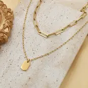 18K Stainless Steel Layered Charm Necklace | 40NK9415