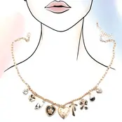 Gold Plated Heart Bow Pearl Flower Charm Necklace | 80N92312