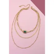 Triple Layer Rhinestone Choker Necklace, Gold | 25N482