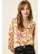 Milla Flower Print Satin V Neck Blouse