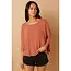 Hacci Rib Fabric Oversized Knit Top - Rust