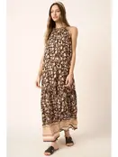 Moiree Flower Border Print Maxi Dress