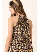 Moiree Flower Border Print Maxi Dress