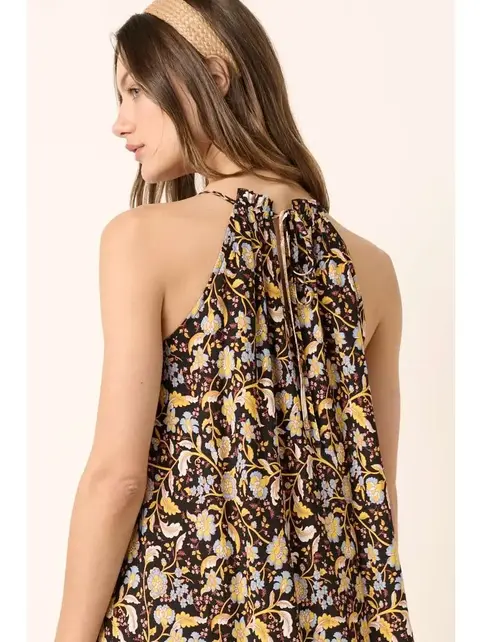 Moiree Flower Border Print Maxi Dress
