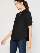 Milan Keyhole Puff Sleeves Blouse - Black