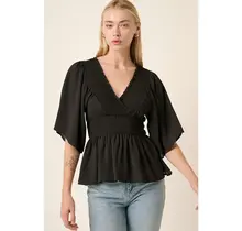 Mynella Peplum Blouse - Black