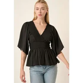 Mynella Peplum Blouse - Black