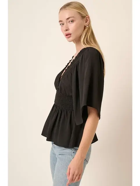 Mynella Peplum Blouse - Black