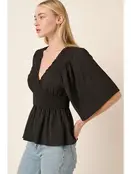 Mynella Peplum Blouse - Black