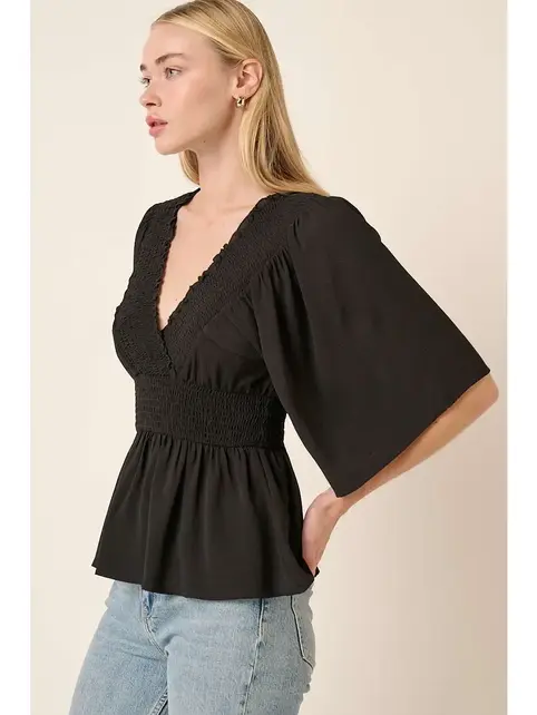 Mynella Peplum Blouse - Black