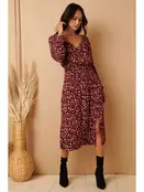 Meirra Flower Print Wrap Front - Wine
