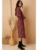 Meirra Flower Print Wrap Front - Wine