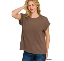 Slub Roll-Up Sleeve Sweater Top