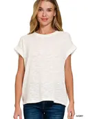 Slub Roll-Up Sleeve Sweater Top