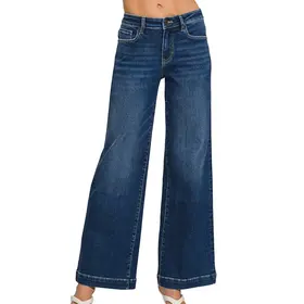 Zenana Dark Wash Wide Leg Denim Jean