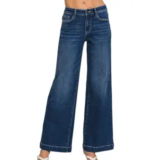 Zenana Dark Wash Wide Leg Denim Jean