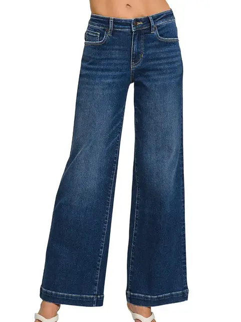 Zenana Dark Wash Wide Leg Denim Jean