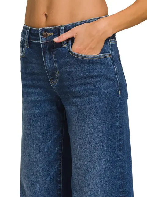 Zenana Dark Wash Wide Leg Denim Jean