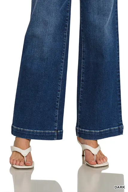 Zenana Dark Wash Wide Leg Denim Jean
