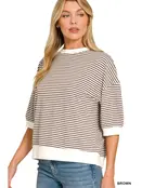 Zenny Striped Banded Bottom Top
