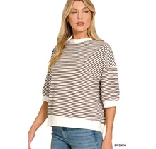 Zenny Striped Banded Bottom Top