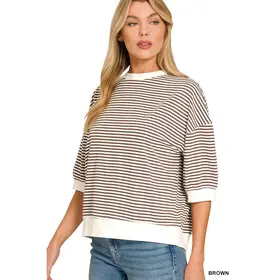 Zenny Striped Banded Bottom Top