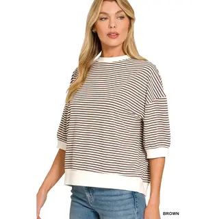 Zenny Striped Banded Bottom Top