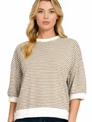 Zenny Striped Banded Bottom Top