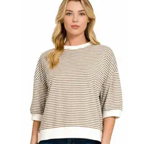 Zenny Striped Banded Bottom Top