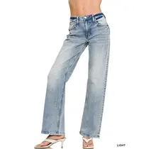Zenana  Light Washed Straight Leg Denim Jean