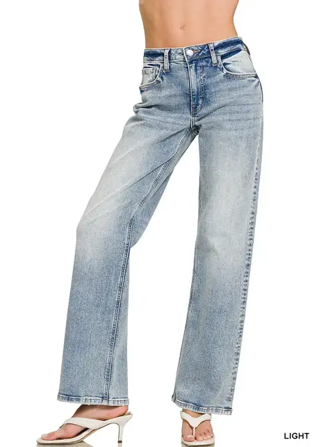 Zenana  Light Washed Straight Leg Denim Jean