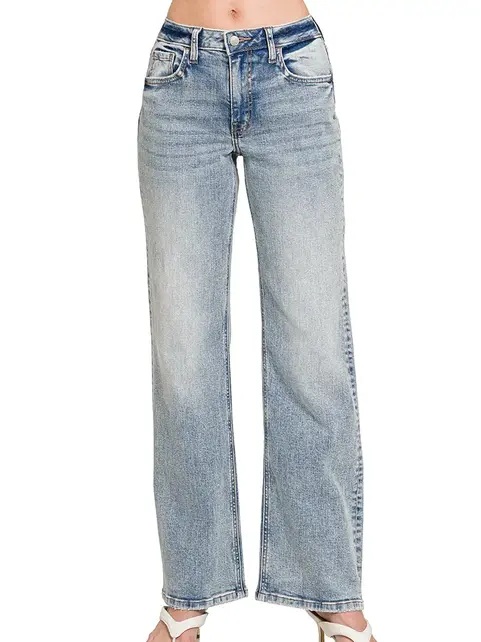 Zenana  Light Washed Straight Leg Denim Jean