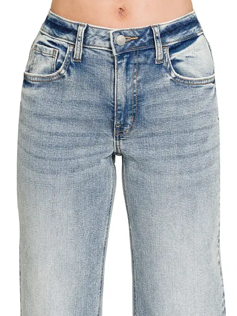 Zenana  Light Washed Straight Leg Denim Jean