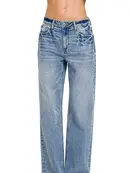 Zenana Medium Washed Straight Stretch Denim Jean