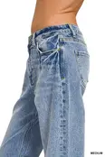 Zenana Medium Washed Straight Stretch Denim Jean
