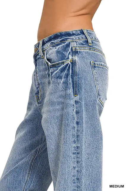 Zenana Medium Washed Straight Stretch Denim Jean