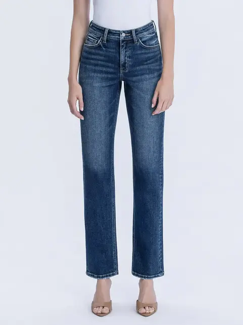 Victoria - High Rise Straight Jeans - Dark