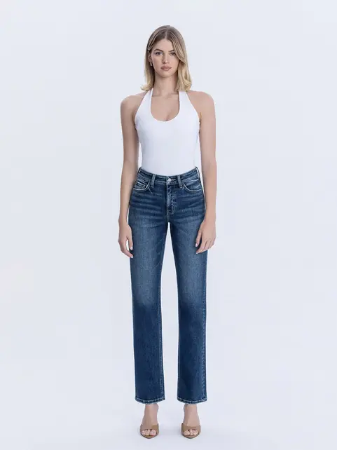 Victoria - High Rise Straight Jeans - Dark