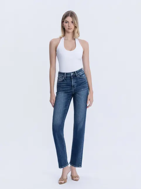 Victoria - High Rise Straight Jeans - Dark