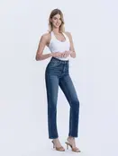 Victoria - High Rise Straight Jeans - Dark