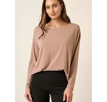 Mirrah Splash Dot Long Sleeve Top - Beige