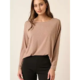 Mirrah Splash Dot Long Sleeve Top - Beige