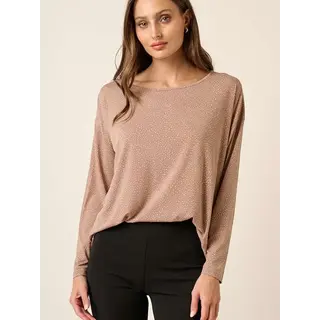 Mirrah Splash Dot Long Sleeve Top - Beige