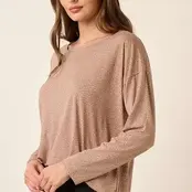 Mirrah Splash Dot Long Sleeve Top - Beige