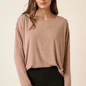 Mirrah Splash Dot Long Sleeve Top - Beige