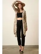 Animal Print Midi Cardigan - Sand