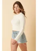Mida Cable Knit Crop Sweater - Ivory