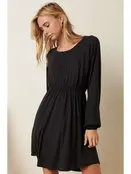 Millan Knit Dolman Sleeve Swing Dress - Charcoal